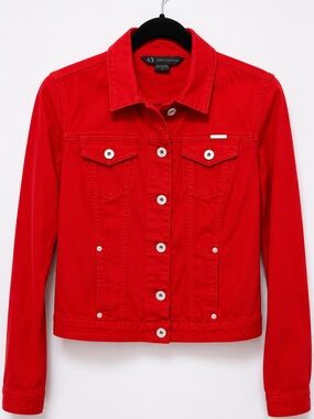 Armani Exchange Bright Red Denim Jacket